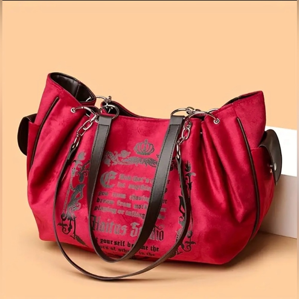 New Anklara Chocolate/Red Suede Shoulder Bag